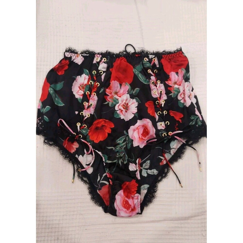 $150 VICTORIA'S SECRET ATELIER SILK LACE TRIM HIGH WAIST BRIEF PANTY S NEW W/T